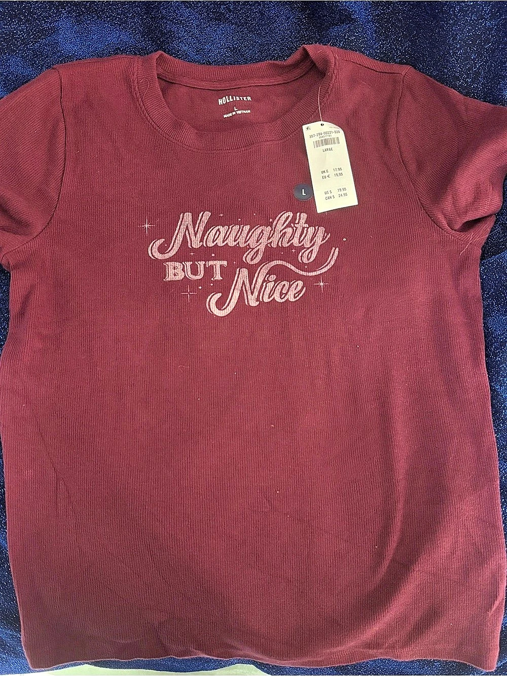 Hollister Naughty But Nice Graphic Baby Tee Red Size Large